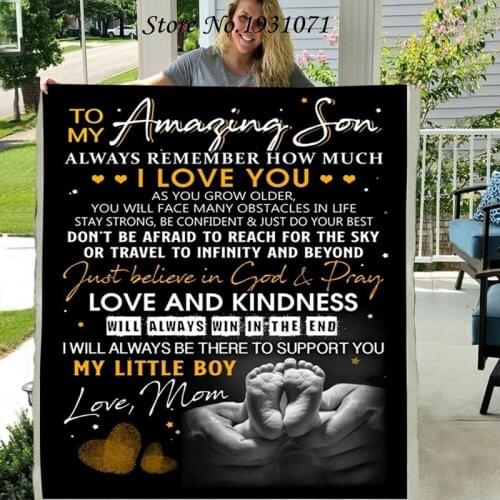 Gift Letter To My Son 3D Printed Fleece Blanket for Beds Thick Quilt Fashion Throw Blanket From Love Mom L98