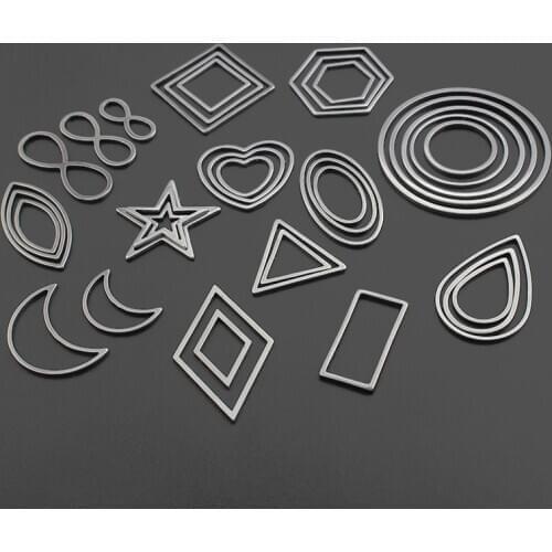 20pcs Geometric Figure Charm Stainless Steel Hollow Heart Triangle Moon Star Earring Frame Charms Fashion Jewelry Accessories