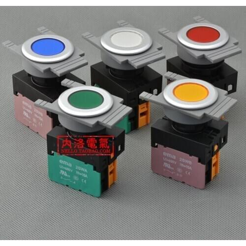 [SA]EMA 30mm illuminated pushbutton switch E3P1 * .M self-resetting AC110 / 220V 1NO or 1NC--10pcs/lot