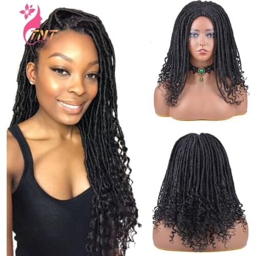 Synthetic Wigs Goddess Faux Locs Crochet Hair Wig For Women Natural Black Short Soft Dreads Twist Crochet Braids