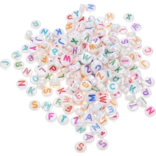 Mixed Round Flat AB Plated Letter Acrylic Random Alphabet Loose Spacer Beads For Jewelry Making Diy Bracelet Necklace Handmade