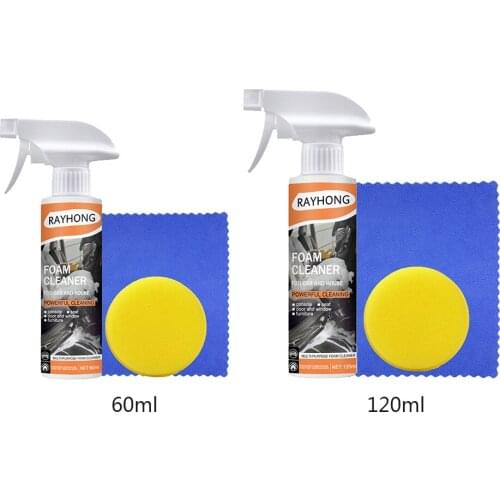 60/120ml Car Interior Cleaning Agent Car Seat Leather Fabric Cleaning Foam Cleaner Auto Dash Ceiling Cleaner Car Cleaning Tool