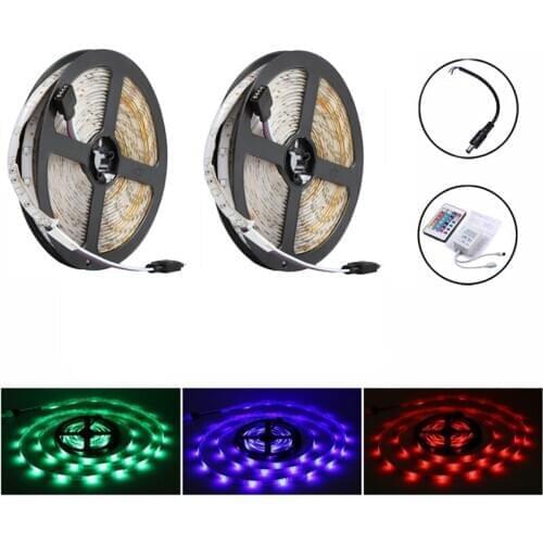 10M 600Leds 3528 Smd Rgb 2X 5M Led Light Strip + 44 Key Ir Remote Controller