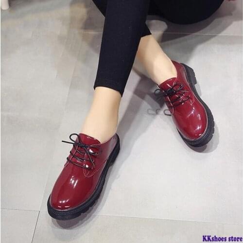 High Quality Women Oxfords Platform Shoes Patent Leather Slip-on Pointed Creeper Black Brogue Loafers Brand