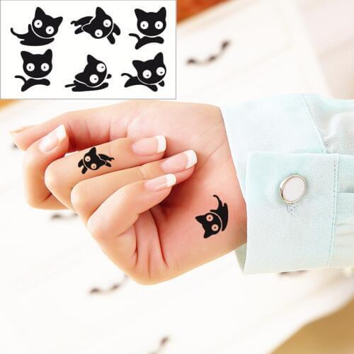 SHNAPIGN 25 Style Mini Temporary Tattoo Body Art, black cat Designs, Flash Tattoo Sticker Keep 3-5 days Waterproof 10.5*6cm