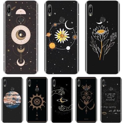 Back Cover For Huawei Y7 Y6 Y5 2019 Black Star Space Art Flower Silicone Soft Phone Case For Huawei Y6 Y7 Y9 Prime Pro 2019 Case