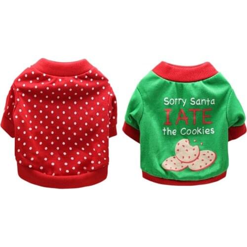 Dog Christmas Clothes Puppy T-shirt Dot Printed Vest Round Neck T-shirt For Small And Medium Dogs Pet Puppy Vest T-shirt Costume