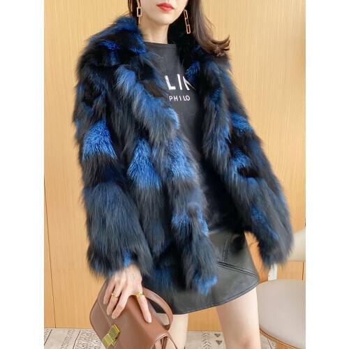 New Real natural genuine fox fur coat womens fashion English collar fur jacket ladies outwear warm winter custom any size