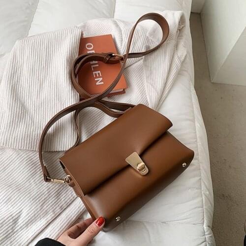 Famous Brand Small PU Leather Shoulder Crossbody Bags For Women 2021 Spring Simple Handbags And Purses Female Totes