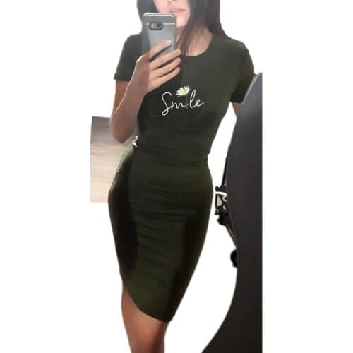 Bodycon Dress Women Summer New Smile Flower Print Slim Boho Lady Dresses Elegant Tunic Package Hip Vesitdos Casual