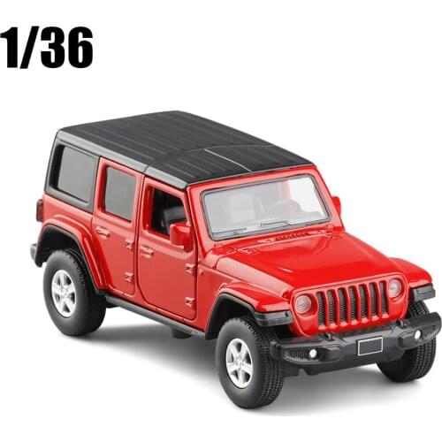 1:36 JEEP Sahara Wrangler Alloy Model Car Die Cast Turn Steering Shock-absorbing Sound Light Off Road Toys Vehicle Kids Toys