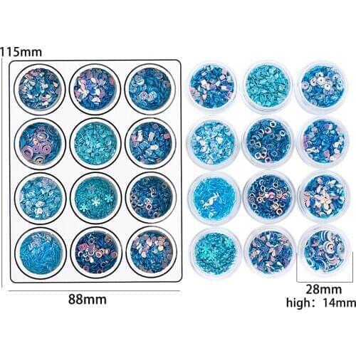 1box Multiple Shapes Art Blue Glitter Sequins Acrylic Uv Gel Polish Hologram Epoxy Silicone Mold Filling Makeup Festival Party