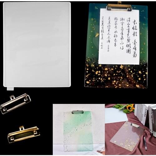 1pc DIY A4 File Folder Artboard Resin Mould Crystal Epoxy Resin Drawing Board Clip Silicone Stationery Splint Tools Crystal Mold