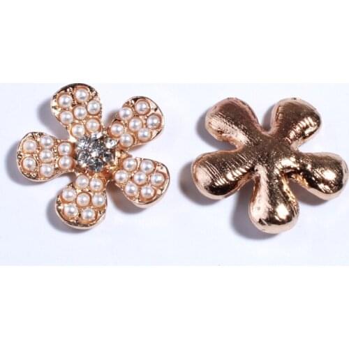 10PCS 24MM New Plating Metal Alloy Button Embellishment For Clothing Decoration Rhinestone Pearl Buttons For Wedding Invitation