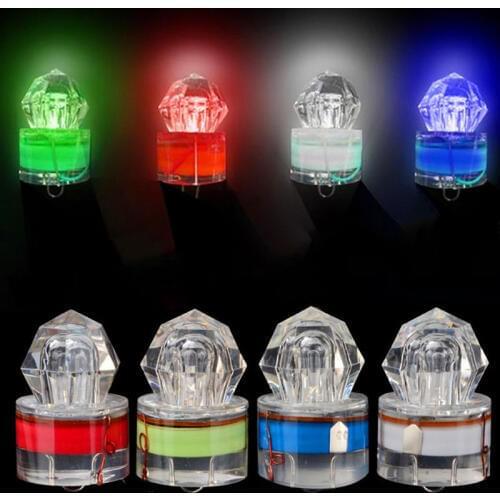 10X ABS Mini LED Waterproof Fishing Bait Light Squid Fishing Lures Bait Deep Drop Diamond Underwater Fish Lure Lamp Lights