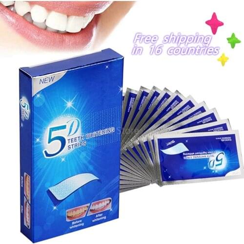14 Pair 5D Gel Teeth Cleaning Strips Oral Hygiene Care Double Elastic Teeth Bleaching Strips False Teeth Veneers