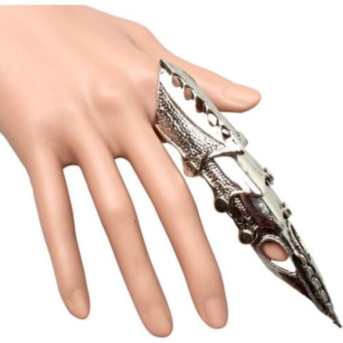 2021 NEW Trendy Cool Men Boys Punk Gothic Rock Scroll Joint Armor Knuckle Metal Full Finger Rings Gold Cospaly DIY Rings