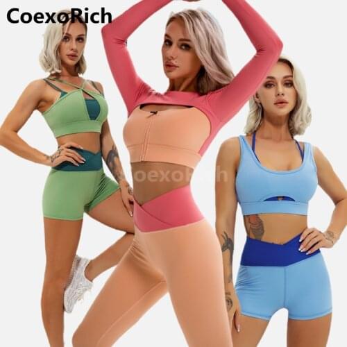 2021 Yoga Shirt Sports Bra Oufit Women Gym Clothing Crop Tank Top Scrunch Butt Workout Pants Fitness Shorts Sportswear Tracksuit