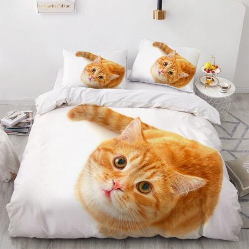 3D Bedding Sets Green Duvet Quilt Cover Set Comforter Bed Linen Pillowcase King Queen 203x230cm Size Dogs Pet Dog Cat
