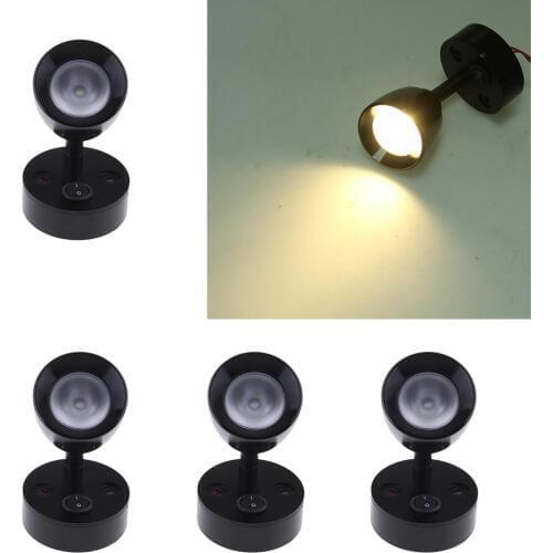 4x Black 12V 3W Boat LED Spotlight Interior Reading Light Wall Lamp 3000k