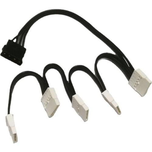 4Pin IDE Molex To 5-Port White 15Pin SATA Power Socket Cable Cord Lead 18AWG Wire for Hard Drive HDD SSD PC Server Cage Caddy