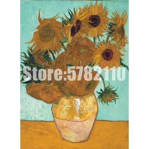 Full Diamond Embroidery Vase with Twelve Sunflowers Van Gogh 5D Diy Diamond Painting Cross Stitch Mosaic Sets Home Decorative