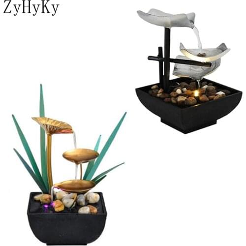 2PCS Indoor 3 Floor Relaxing Desktop Fountain Automatic Pump With Power Switch Ultra-Deep Sink With Reflective Lighting Function