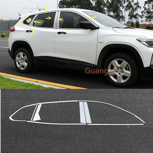Car Body Stick Stainless Steel Glass Window Garnish Pillar Middle Column Strip Trim For Chevrolet TRAX 2019 2020