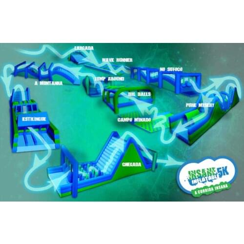 Successful case red or customized giant event 5k inflatable obstacles course for Brazil from China Factory with free shipping