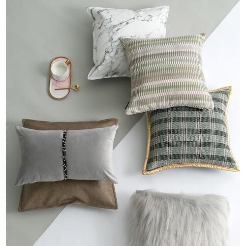Decorative Throw Pillow Covers Luxury Faux Fuzzy Fur Soft Cushion Pillow Case Decor gray style for Couch Sofa Bedroom Car