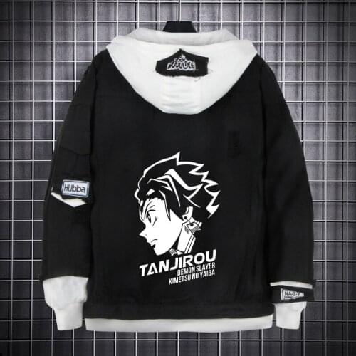 Demon Slayer Kimetsu no Yaiba Hoodies Denim Jacket Tanjirou Cosplay Costumes Fashion Coat Sweatshirt Outwear Top