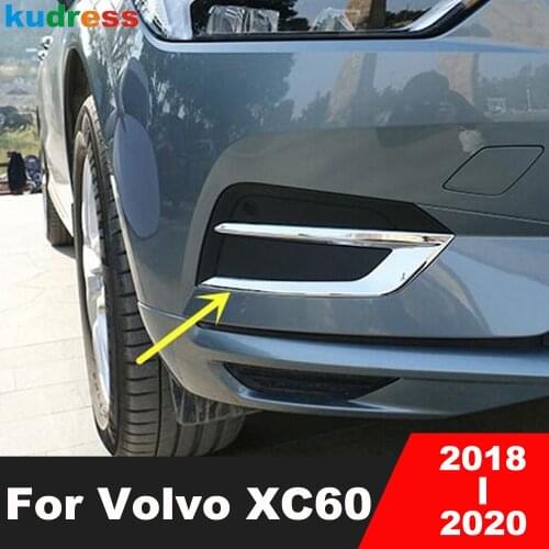 For Volvo XC60 XC 60 2018 2019 2020 Chrome Front Fog Light Lamp Cover Trim Foglight Frame Trims Sticker Car Styling Accessories