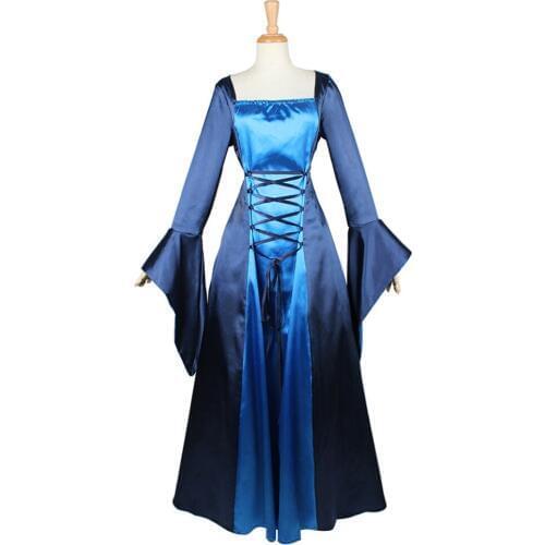 Elegant Gothic Medieval Renaissance Costume Halloween Ball Gowns Costume Adult Victorian Queen Fancy Blue Dress Tailor Made