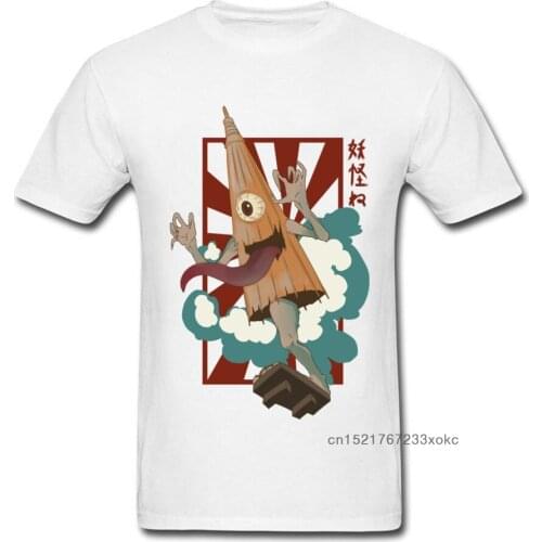 Hi Monster 2018 Men T-shirt Japan Anime Umbrella Ghost Print T Shirt Summer Funny Cartoon White Tshirt Custom Store