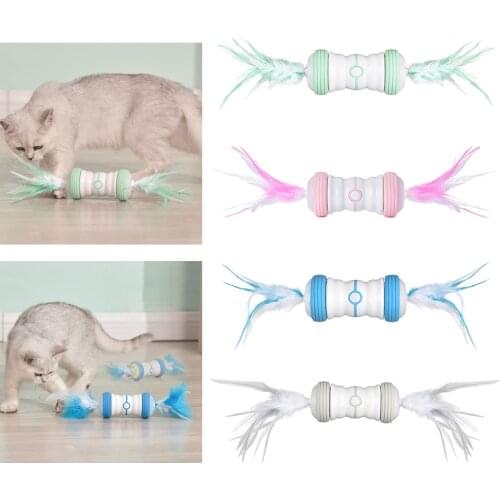 Interactive Cat Toys for Indoor Cats Irregular Movement Moving Automatic Toys with Colourful LED Light Rechargeable Track Toy