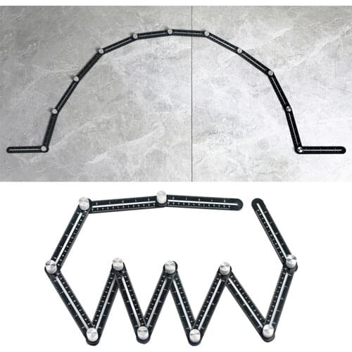 Multi Angle Measuring Ruler for Floor Tile Laying Glass Woodworking Plastic 6-sides Hole Locator Angle Finder Fold Puncher Tools