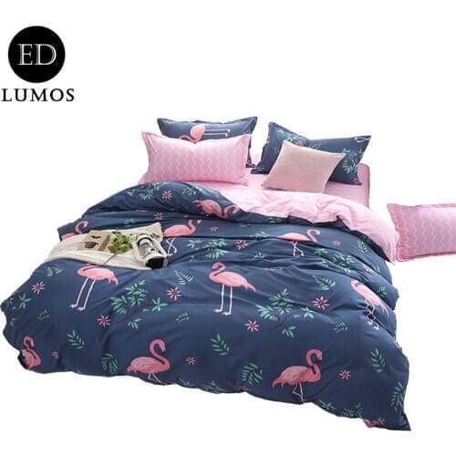ED-Lumos Duvet Cover Sets Bedding Collections with 2 Pillowcases Double-sided Flamingos Design 4 Pieces Blue 4 Sizes