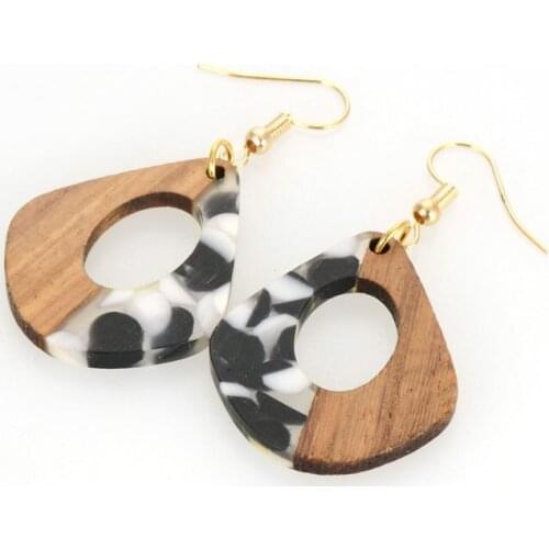 Miasol Trendy Elegent Water drop Natural Wood Resin Dangle Drop Charm Earrings For Women Earring Jewelry Gifts