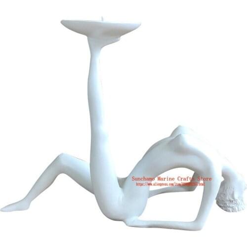 Fashion Nordic Minimalist Black and White Living Room Decoration Crafts Table Abstract Figurine Dancer Romantic Candle Holders