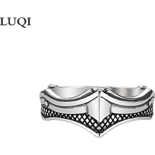 Fashionable Men and Women S925 Silver Retro Knight Shield Badge Personality Open Rings TJ-207