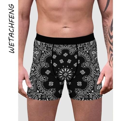 Men Briefs Bandana Print Summer Sexy Boxer Shorts Gray Breathable Soft Tight Underwear 2021 Fashion Male Large Size Boxer Pants