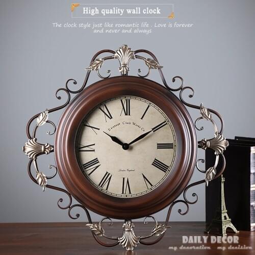 20 inch Mute Palace ancient silver time wall clock relogio de parede metal luxury vintage decorative large wall mounted clock