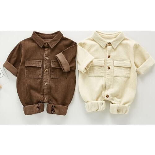 New Newborn Boys Girls Corduroy Jumpsuits Clothes Spring Autumn Baby Boys Girls Rompers Long Sleeve Children Rompers 0-3Yrs