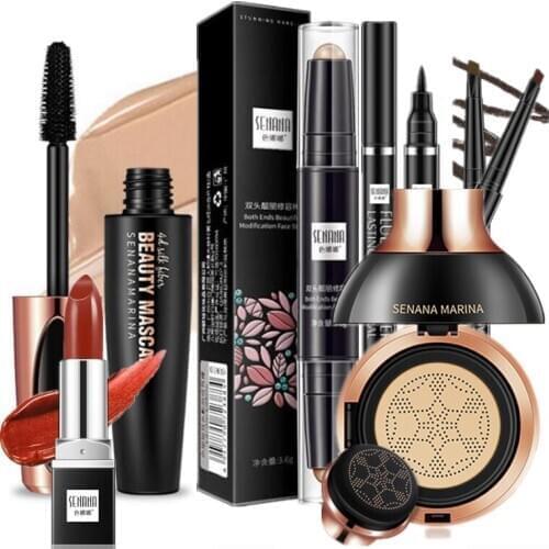 New Women Makeup Set,Fashion Cosmetic kit,Anti-wrinkle BB Cream,WaterProof Roll Mascara,Magic Eyeliner,Charming Eyebrow,Lipstick