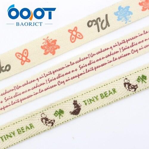 OOOT BAORJCT 182081 10 mm 10 yard Cartoon cloth Ribbons Thermal transfer Printed Wedding Accessories DIY handmade mate