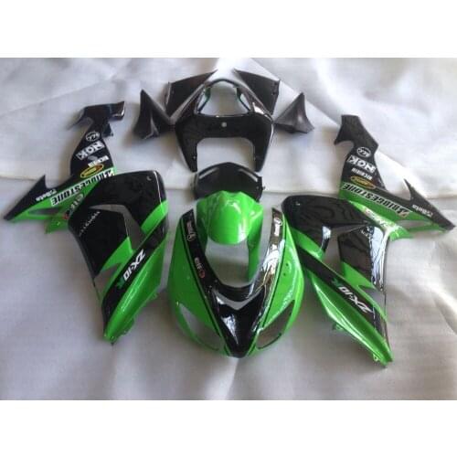 Fei-ABS plastic custom Fairings for Kawasaki ZX 10R 2006 07 2007 06 Ninja zx10r green black fairing kit