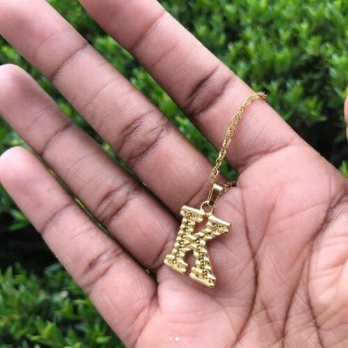 Initial Letters Necklace A-Z Old English Gold color Chain Necklace for Men Women Stainless Steel Pendant Alphabet Jewelry Gift