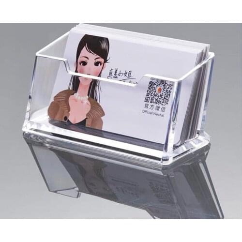 1 Pcs Clear Desk Shelf Box Storage Display Stand Acrylic Plastic Transparent Desktop Business Card Holder Place Card Holder