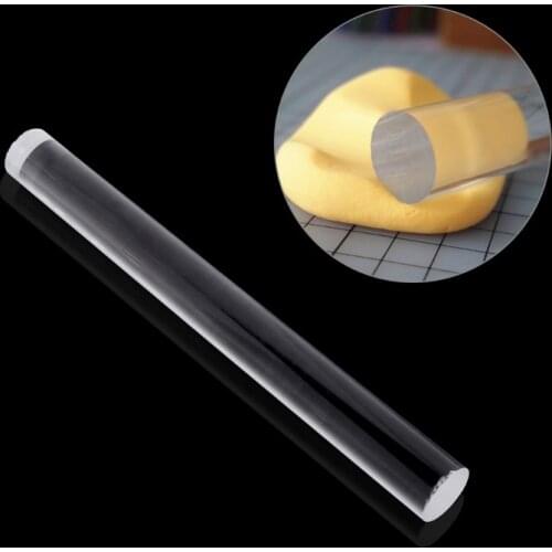 Transparent Acrylic Solid Roll Clay Rolling Pin Fondant Baking Pastry Roller