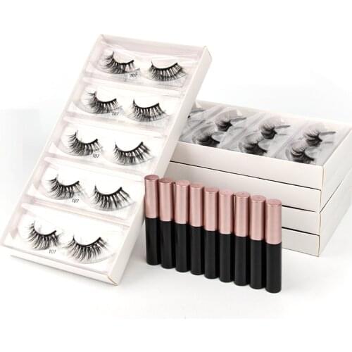 Wholesale Lashes Magnetic Eyelashes 3/20/100pcs 3D Mink False Eyelash Magnet Eyeliner Natural Eyelash Set Long Lasting lash